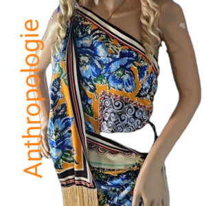 Anthropologie one shoulder silk scarf midi dress Size 6